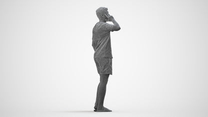 3D people model man casual standing, scanned human for 3ds Max rendering, wireframe side view