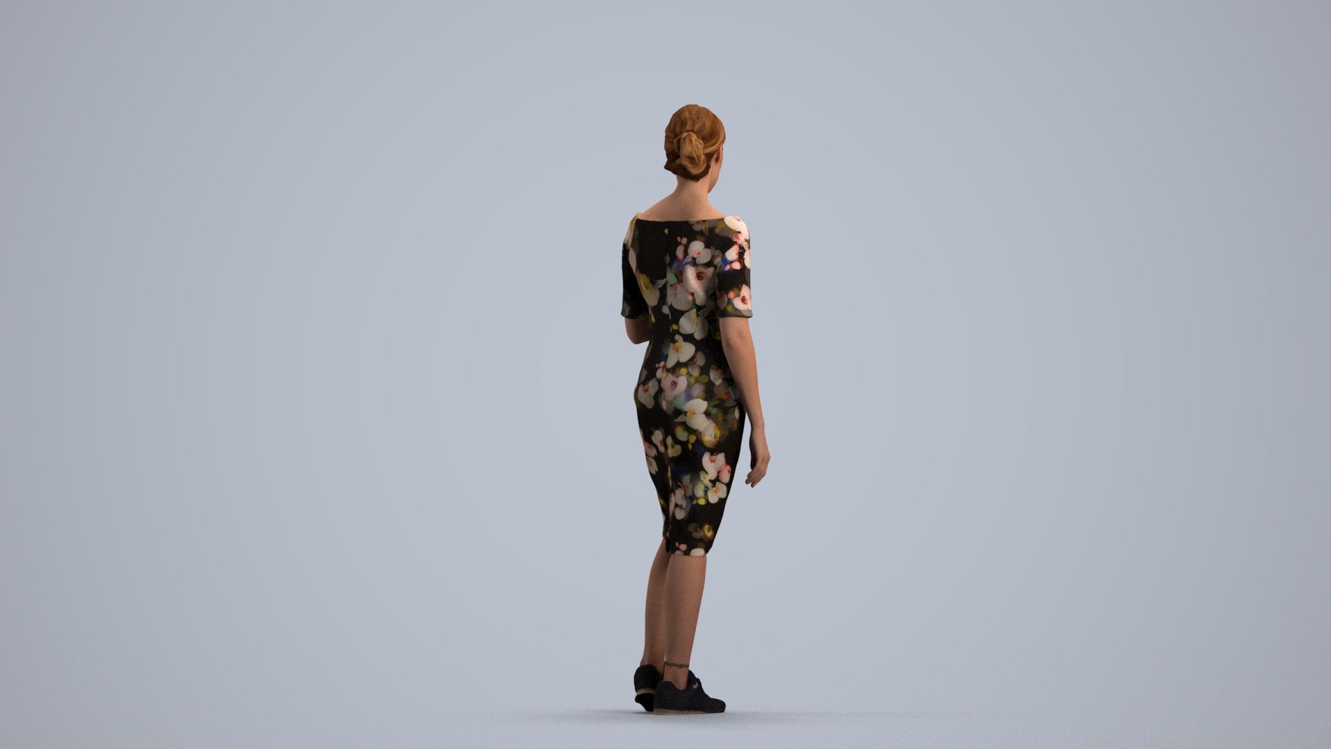 3D people model woman casual standing, scanned human for 3ds Max rendering, front view render