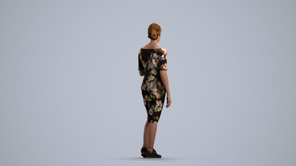 3D people model woman casual standing, scanned human for 3ds Max rendering, front view render