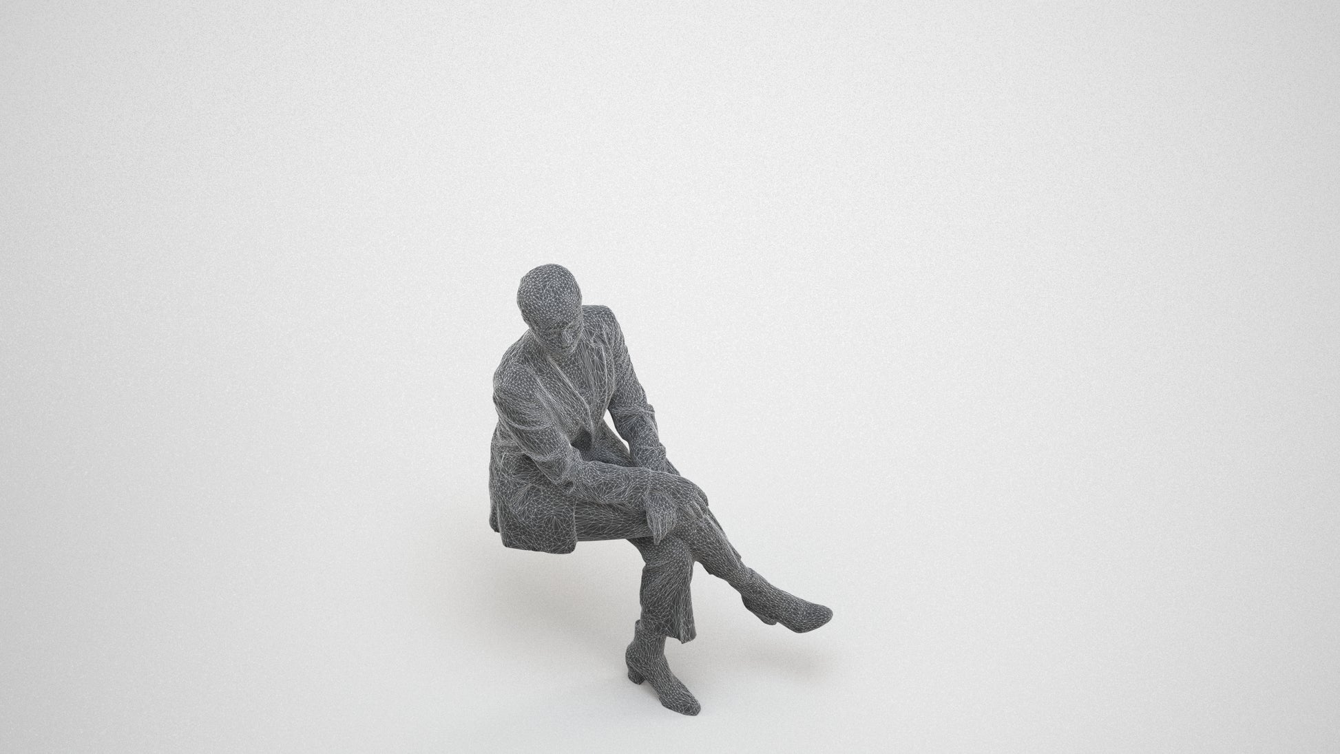 3D people model woman business, scanned human for 3ds Max rendering, wireframe three-quarter view