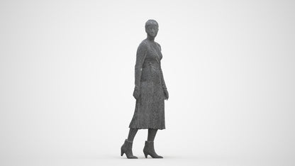 realistic 3D human woman casual walking, archviz people FBX OBJ for Blender, three-quarter front view render