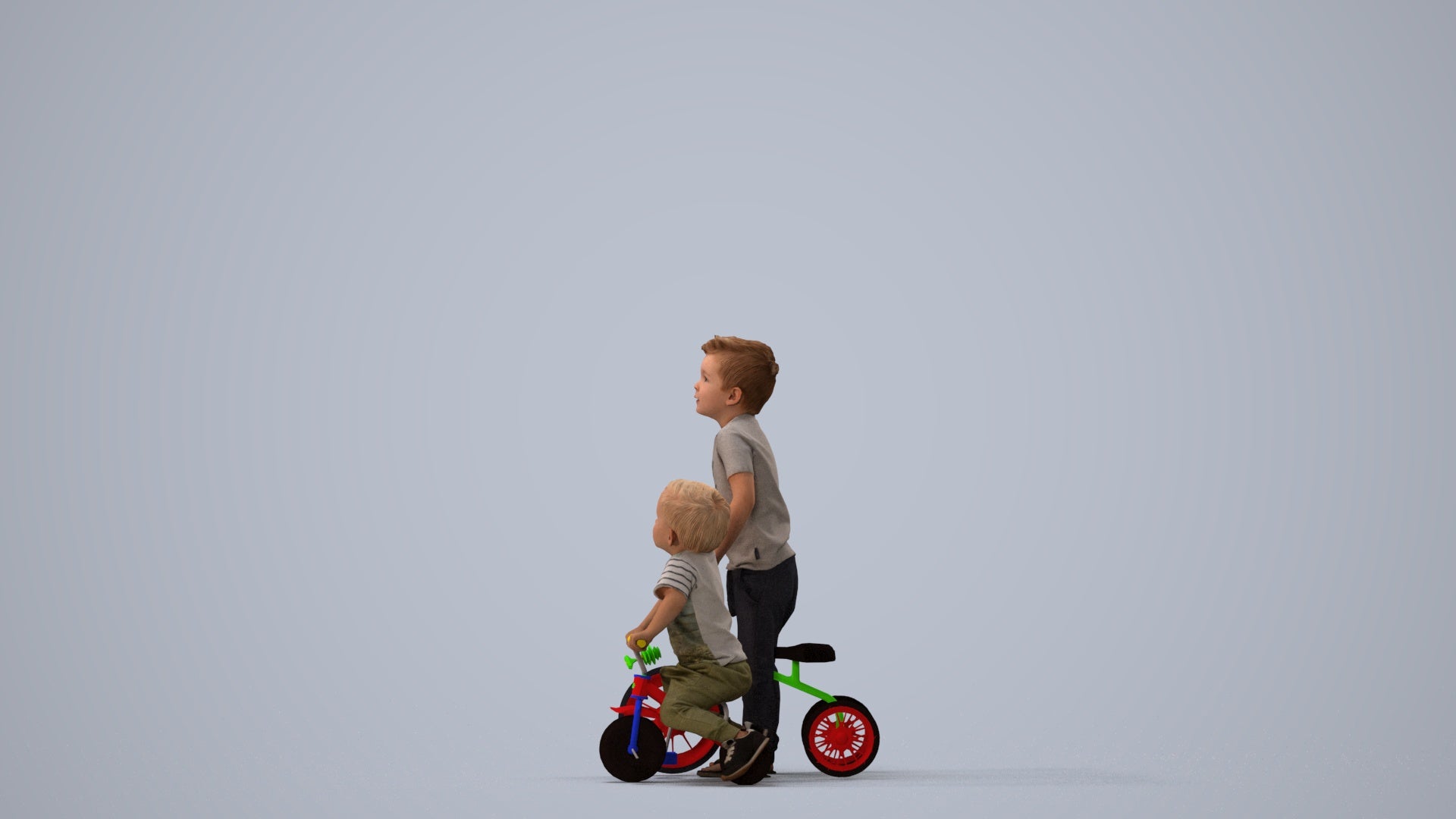 realistic 3D boy casual kids, scanned archviz people for Blender and 3ds Max, three-quarter view render