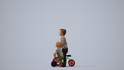 realistic 3D boy casual kids, scanned archviz people for Blender and 3ds Max, three-quarter view render