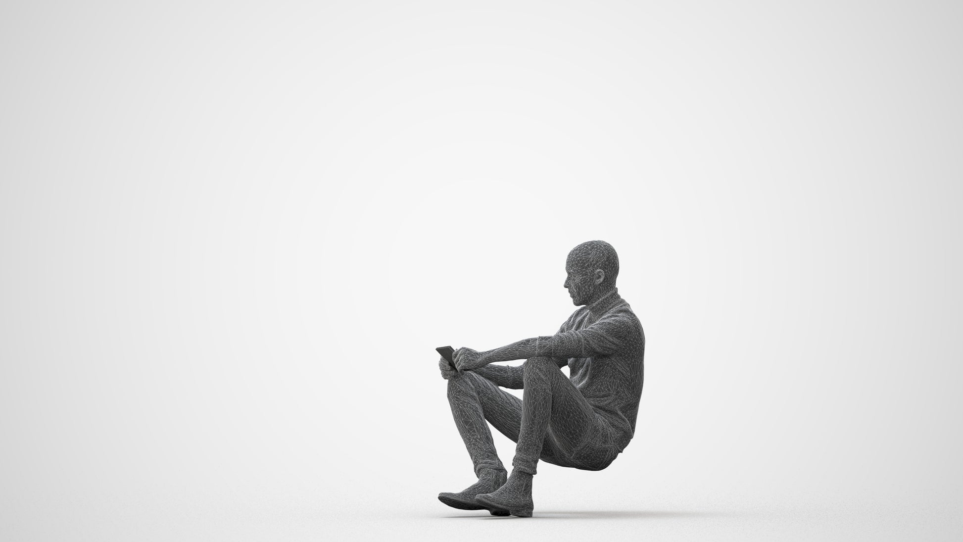 3D scanned man sitting casual, photorealistic archviz people for Enscape and SketchUp, square thumbnail