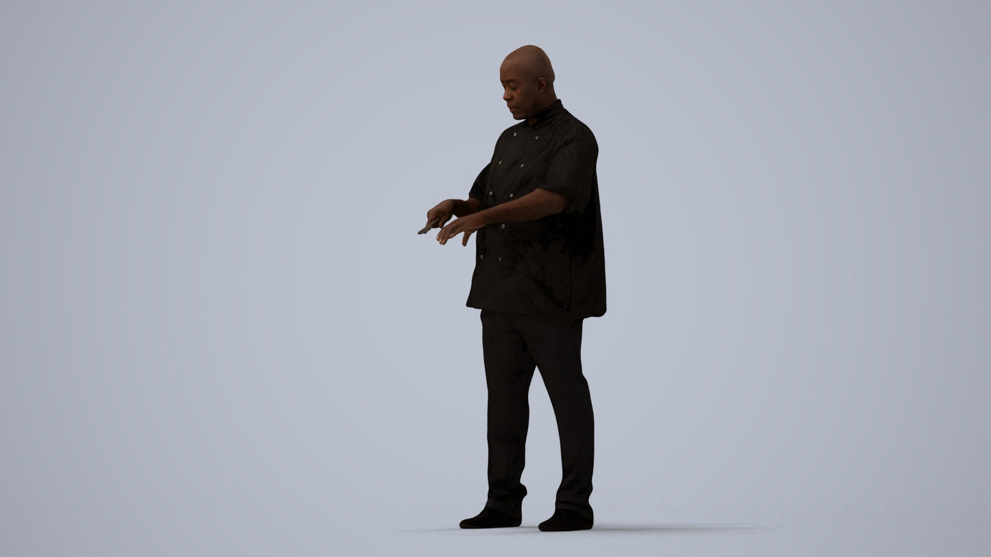3D scanned man hospitality, photorealistic archviz people for Enscape and SketchUp, three-quarter view render