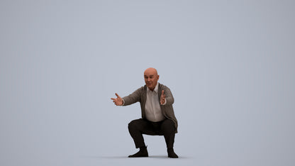 3D scanned senior man standing casual, photorealistic archviz people for Enscape and SketchUp, standing pose render