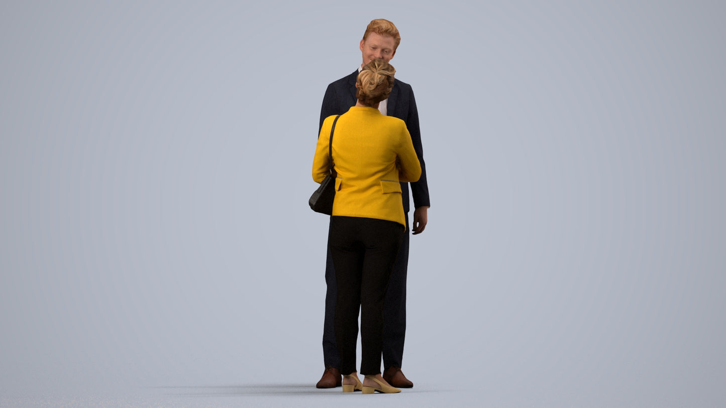 realistic 3D people woman business, render-ready for V-Ray and Corona, FBX OBJ, side view render