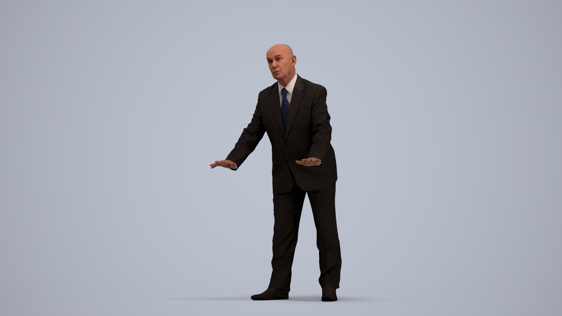 scanned 3D senior man business, photogrammetry people for Enscape and V-Ray, standing pose render