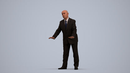 scanned 3D senior man business, photogrammetry people for Enscape and V-Ray, standing pose render