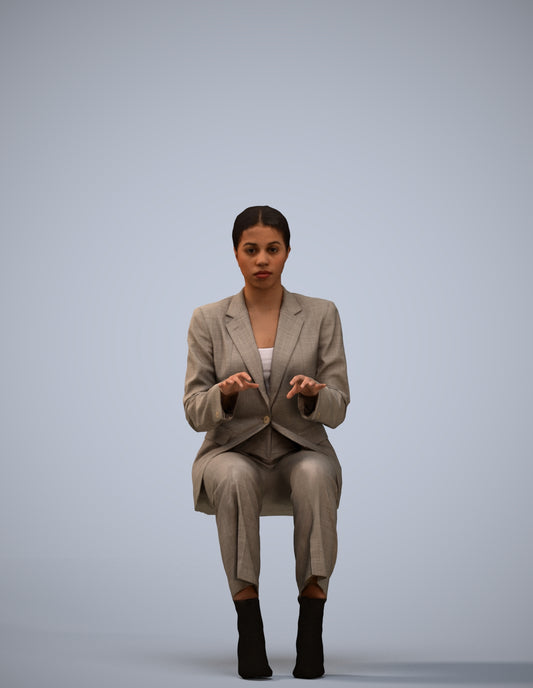 3D human model woman business, photogrammetry scanned person for archviz