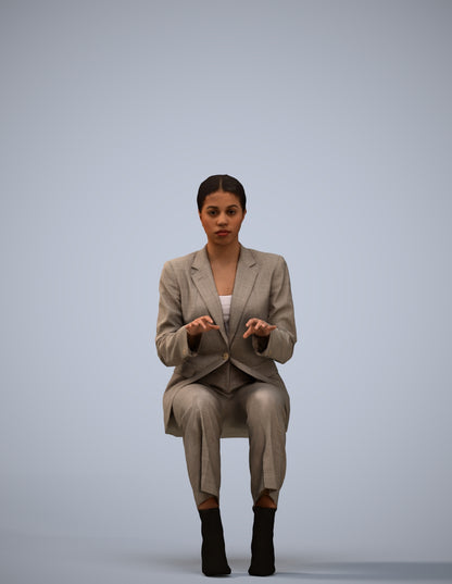 3D human model woman business, photogrammetry scanned person for archviz