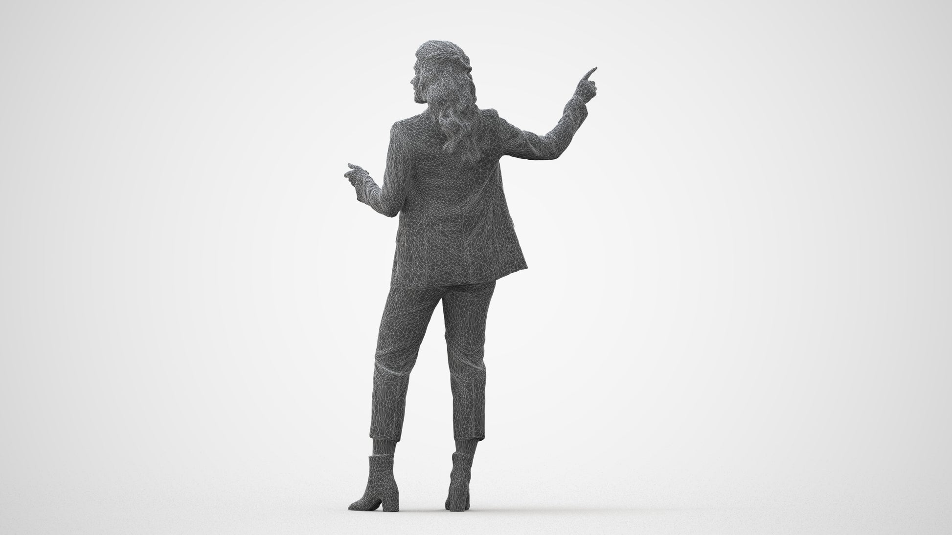 3D human model woman business, photogrammetry scanned person for archviz, square thumbnail