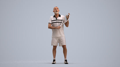 3D human model senior man sport, photogrammetry scanned person for archviz, standing pose render