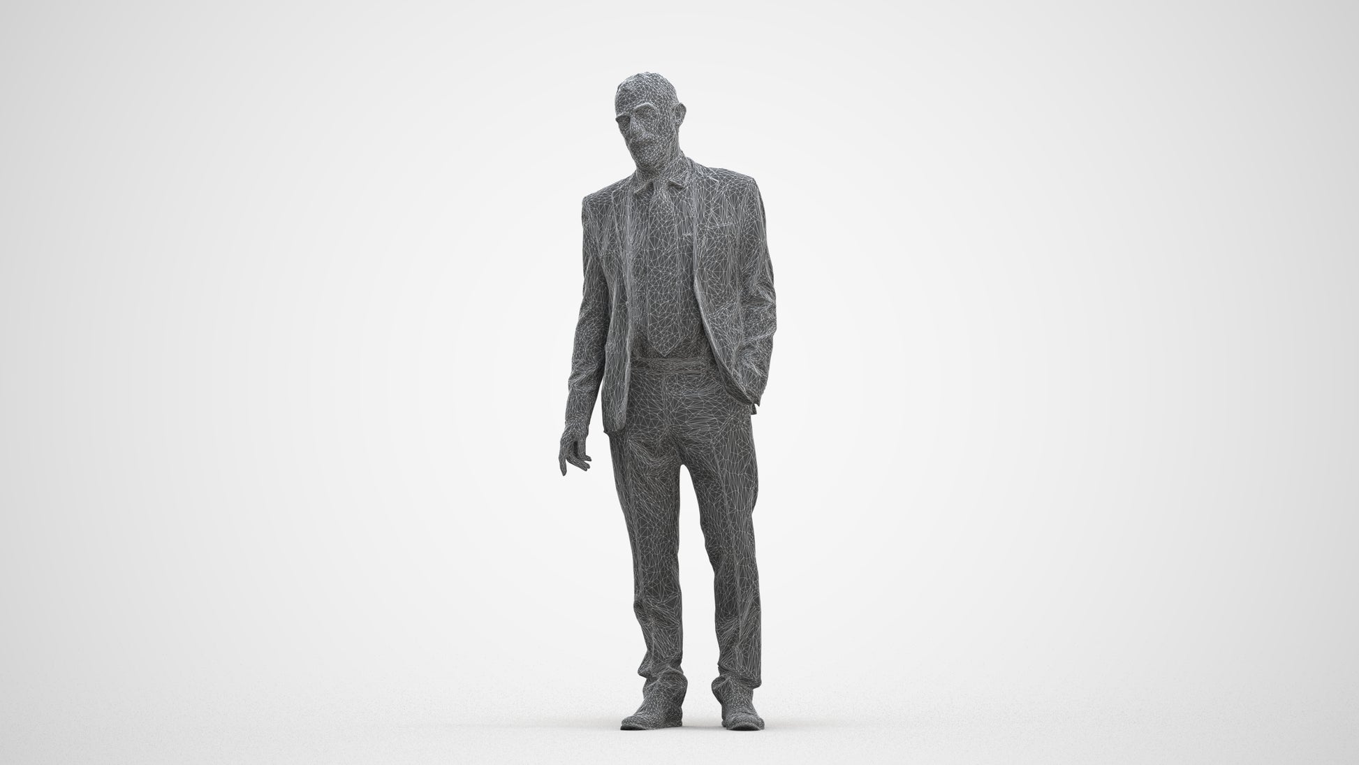 3D people model senior man business, scanned human for 3ds Max rendering, three-quarter front view render