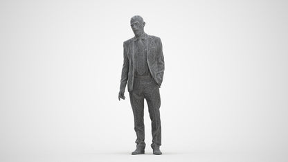 3D people model senior man business, scanned human for 3ds Max rendering, three-quarter front view render