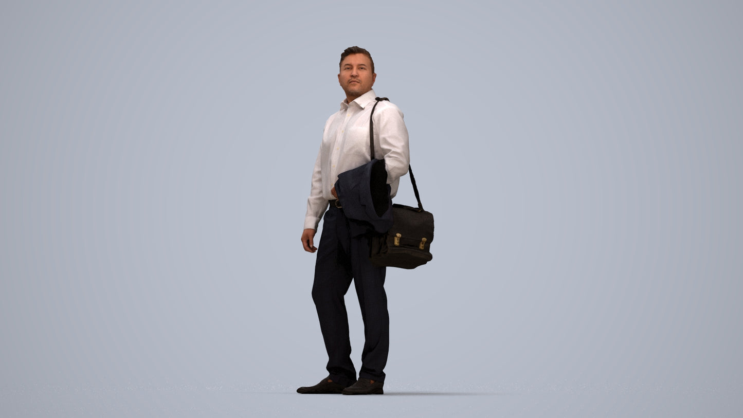 realistic 3D man business, scanned archviz people for Blender and 3ds Max, top-down view render