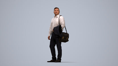 realistic 3D man business, scanned archviz people for Blender and 3ds Max, top-down view render