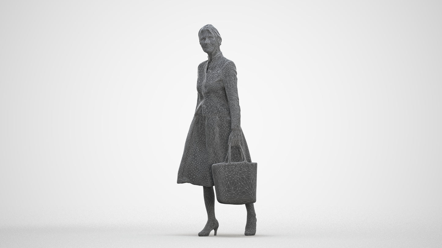 3D scanned senior woman standing business, photorealistic archviz people for Enscape and SketchUp