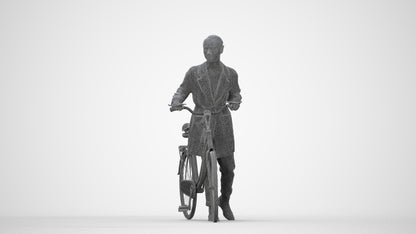 realistic 3D people woman casual cycling, render-ready for V-Ray and Corona, FBX OBJ, wireframe back view