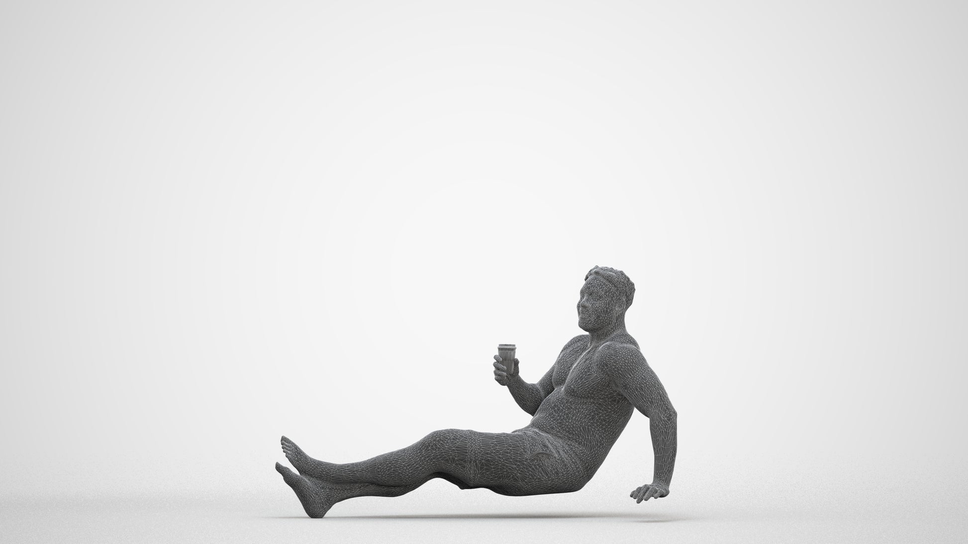 realistic 3D human man pool, archviz people FBX OBJ for Blender, three-quarter front view render