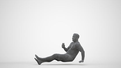 realistic 3D human man pool, archviz people FBX OBJ for Blender, three-quarter front view render