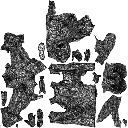 3D people model man sport, scanned human for 3ds Max rendering, wireframe top-down view