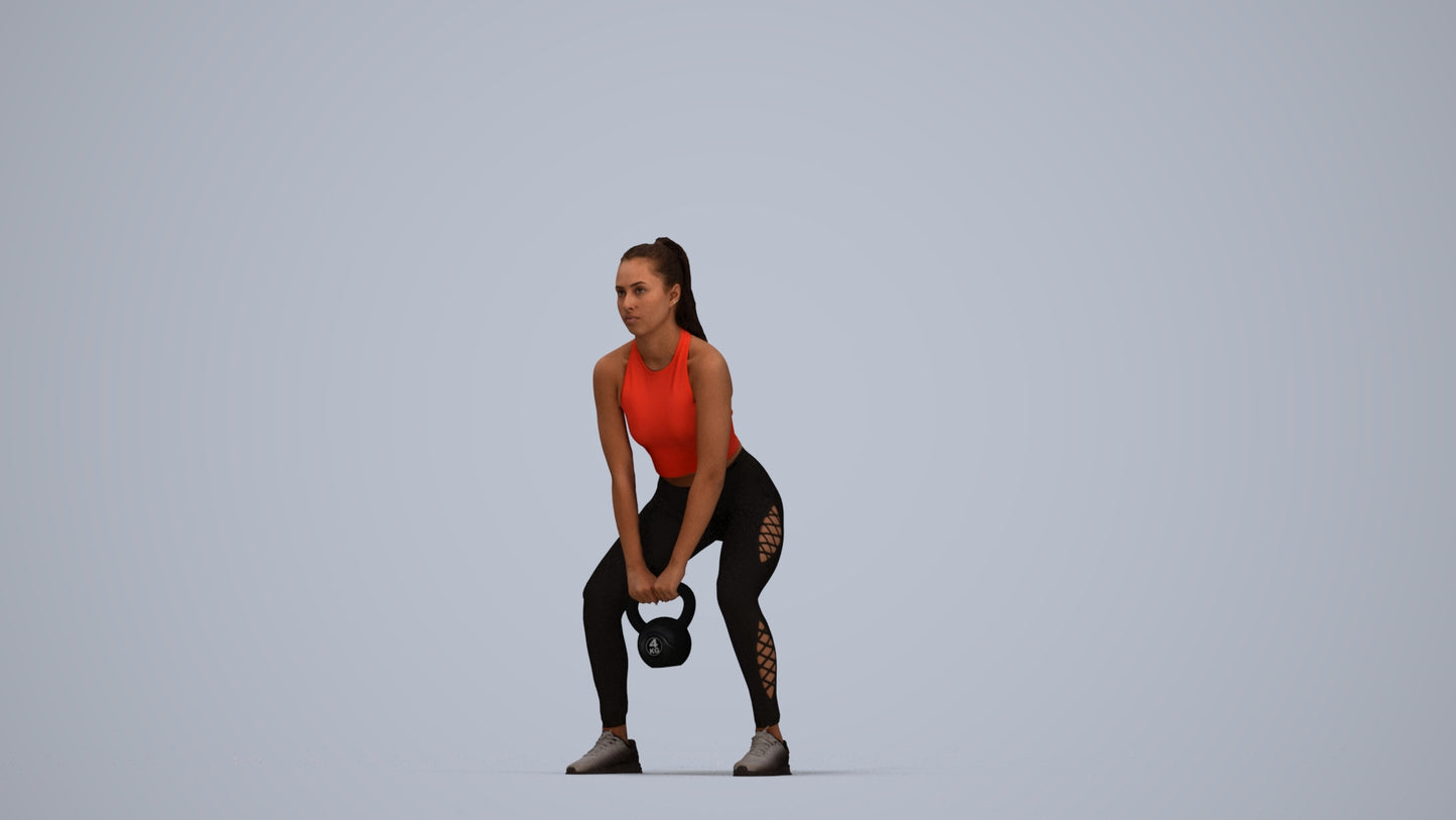 realistic 3D human woman sport, archviz people FBX OBJ for Blender, top-down view render