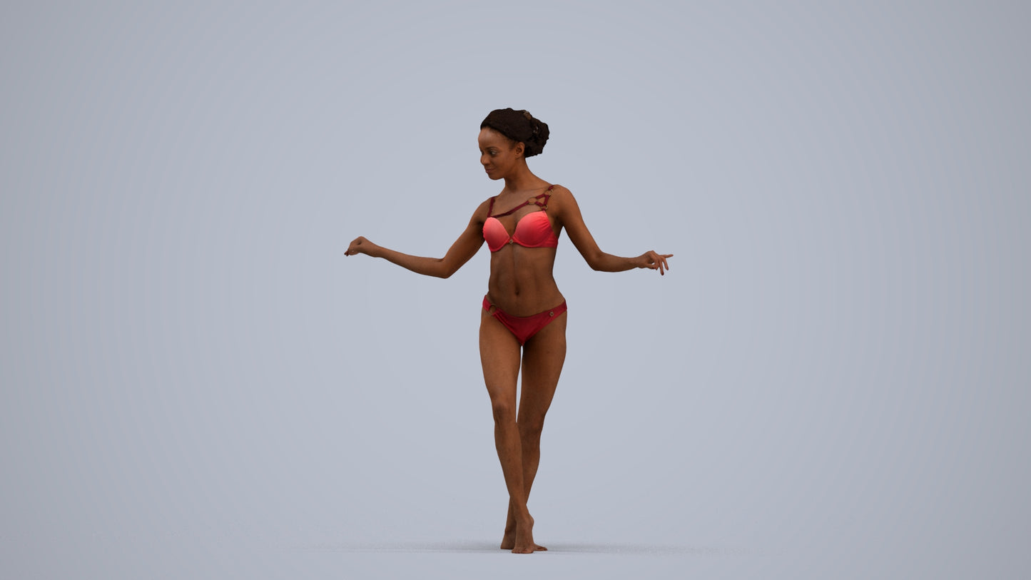 3D people model woman pool, scanned human for 3ds Max rendering, standing pose render