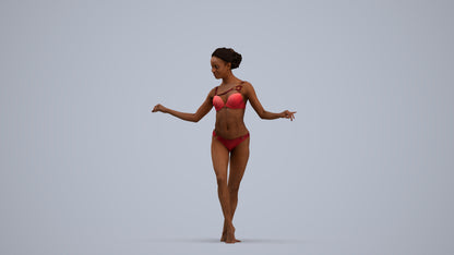 3D people model woman pool, scanned human for 3ds Max rendering, standing pose render
