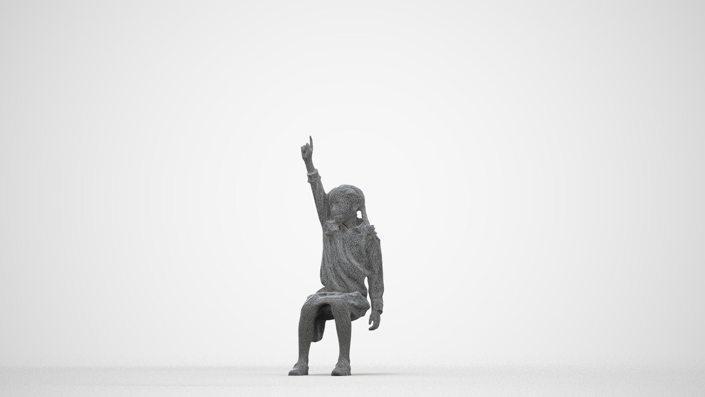 photogrammetry 3D girl kids, realistic human model archviz FBX, wireframe back view