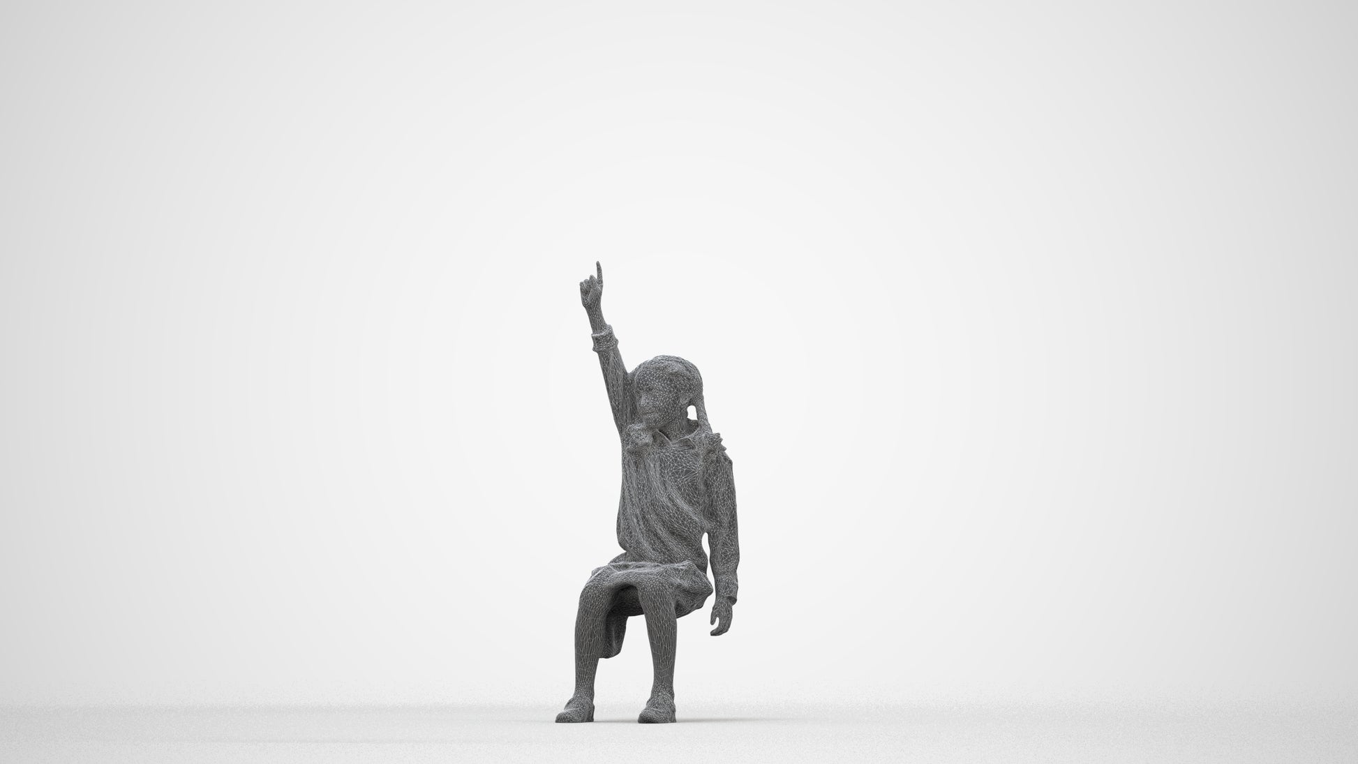photogrammetry 3D girl kids, realistic human model archviz FBX, wireframe back view