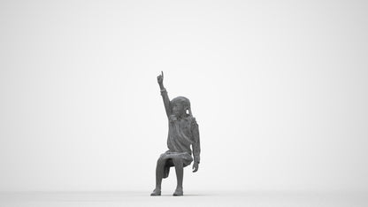 photogrammetry 3D girl kids, realistic human model archviz FBX, wireframe back view