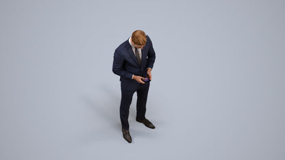 scanned 3D man business, photogrammetry people for Enscape and V-Ray, back view render