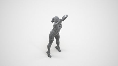 3D scanned woman sport, photorealistic archviz people for Enscape and SketchUp, wireframe three-quarter view