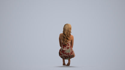 3D people model woman pool, scanned human for 3ds Max rendering, front view render