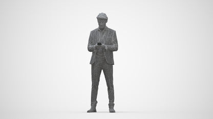 3D people model man business, scanned human for 3ds Max rendering, wireframe back view