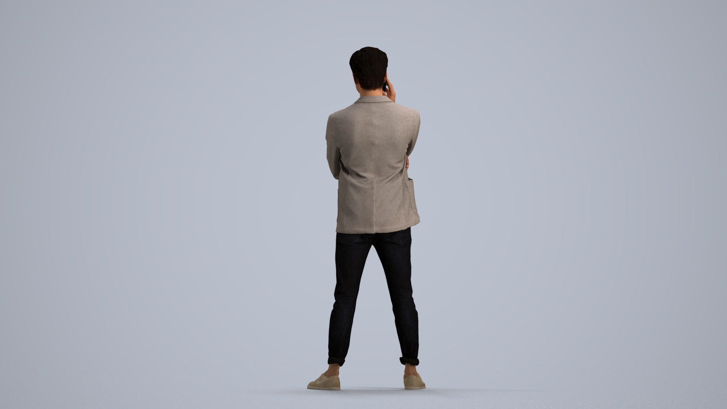 photogrammetry 3D man business standing, realistic human model archviz FBX, front view render
