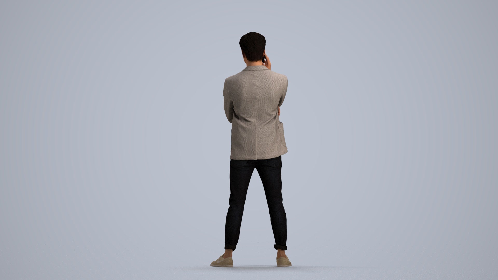 photogrammetry 3D man business standing, realistic human model archviz FBX, front view render
