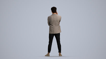 photogrammetry 3D man business standing, realistic human model archviz FBX, front view render