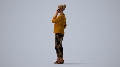 3D people model woman casual standing, scanned human for 3ds Max rendering, three-quarter view render