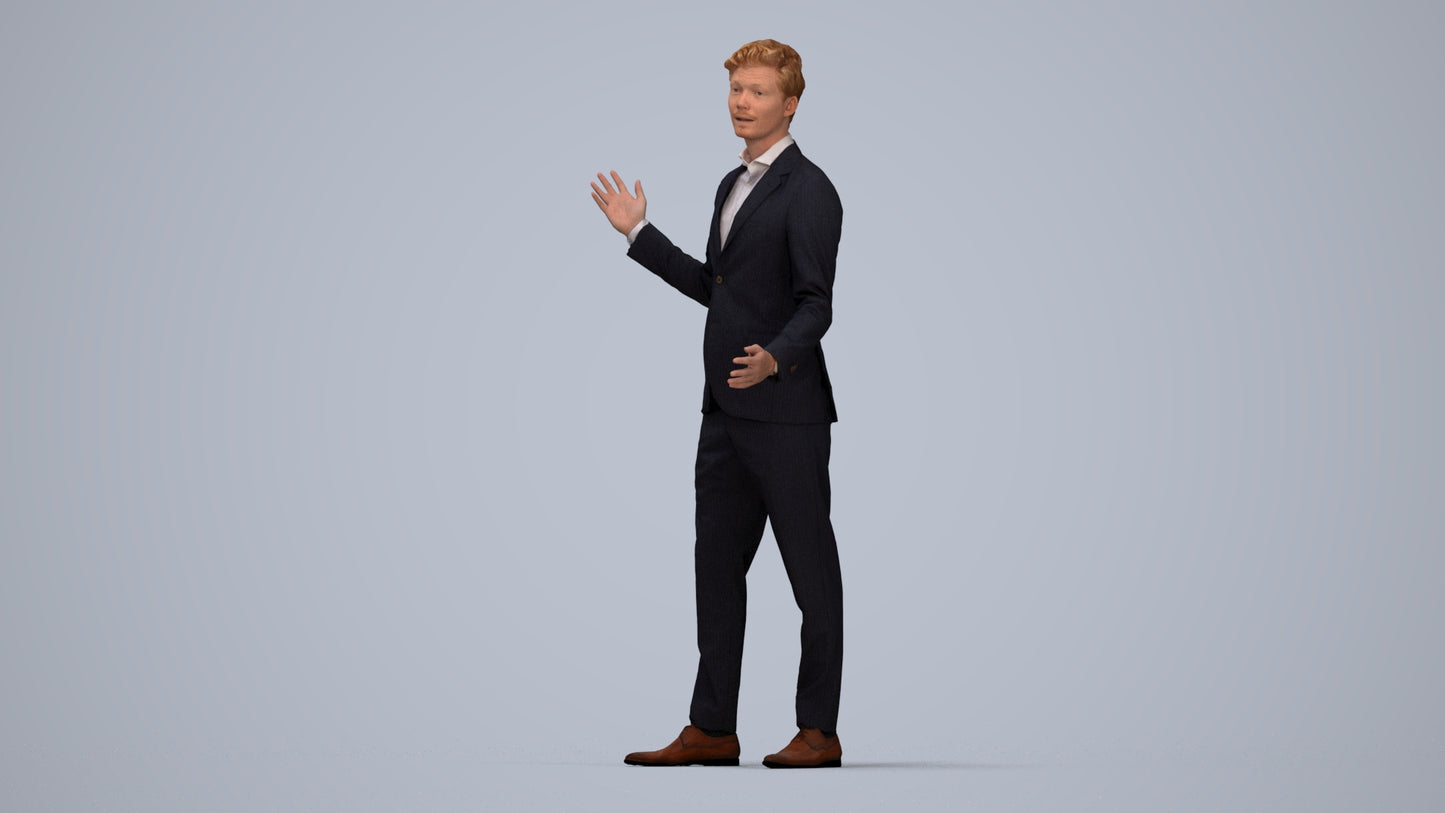 photogrammetry 3D man business, realistic human model archviz FBX, top-down view render