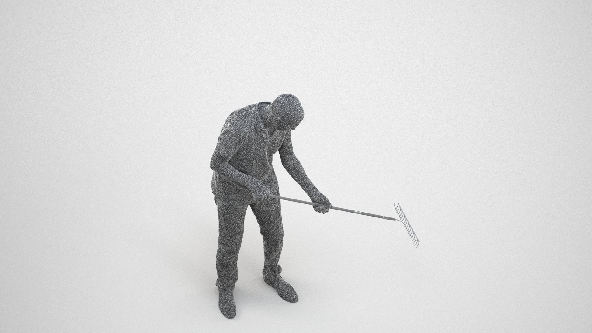 realistic 3D people senior man casual standing, render-ready for V-Ray and Corona, FBX OBJ, top-down view render