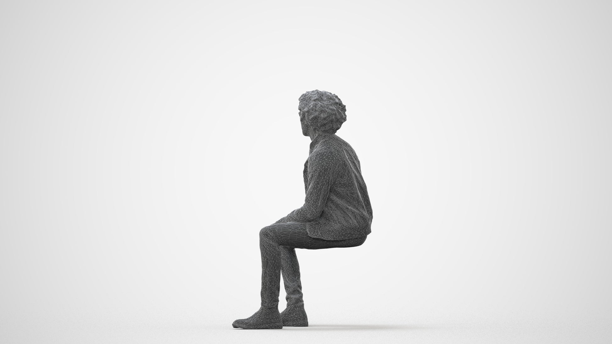 scanned 3D man casual sitting, photogrammetry people for Enscape and V-Ray, square thumbnail
