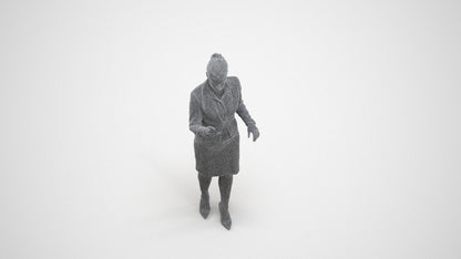 realistic 3D people woman business standing, render-ready for V-Ray and Corona, FBX OBJ, wireframe three-quarter view