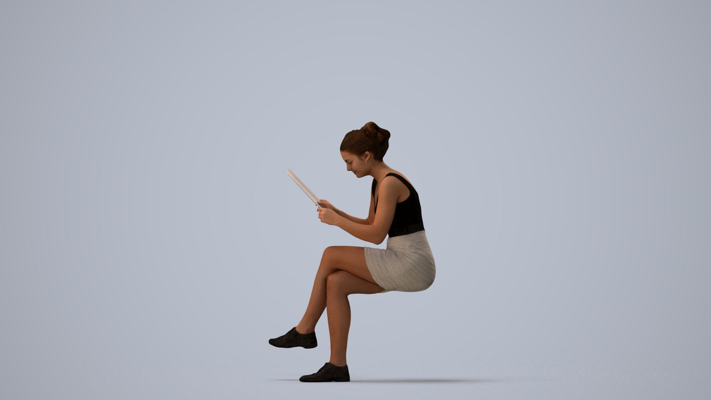 realistic 3D people girl casual kids, render-ready for V-Ray and Corona, FBX OBJ, three-quarter view render