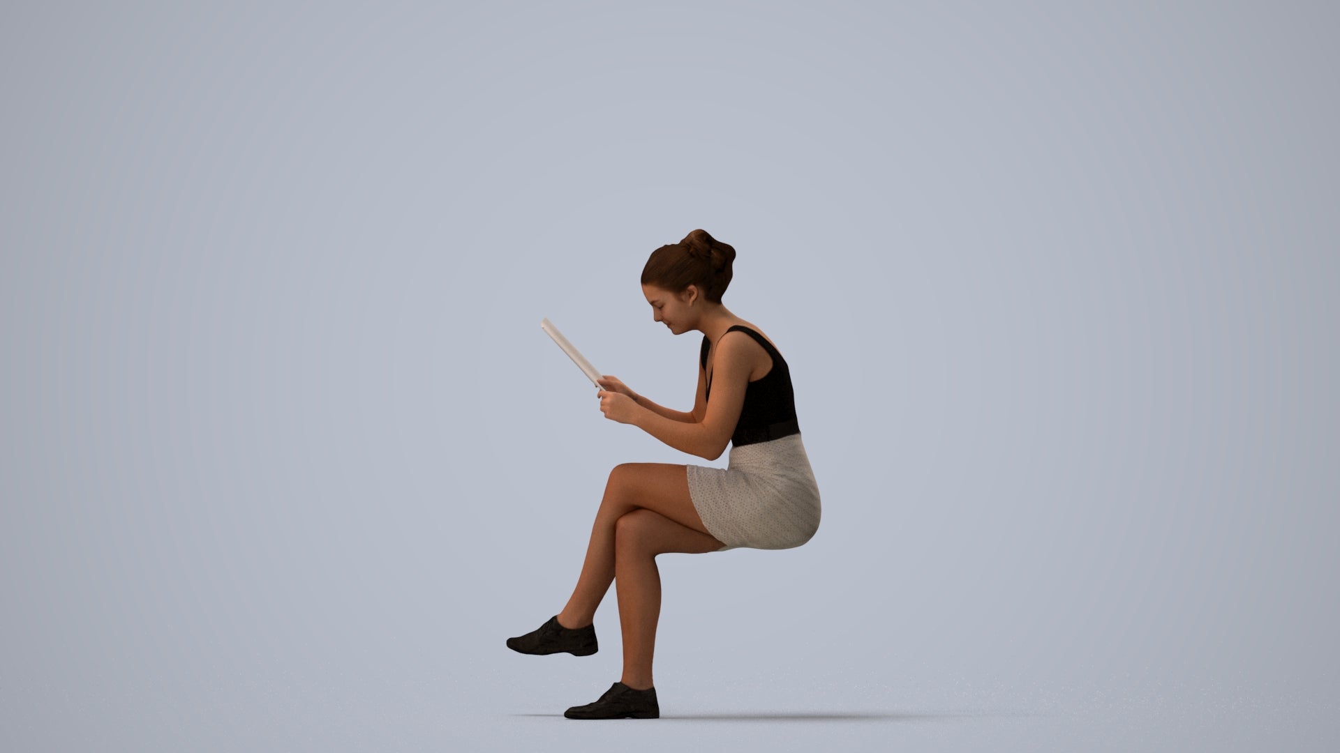 realistic 3D people girl casual kids, render-ready for V-Ray and Corona, FBX OBJ, three-quarter view render