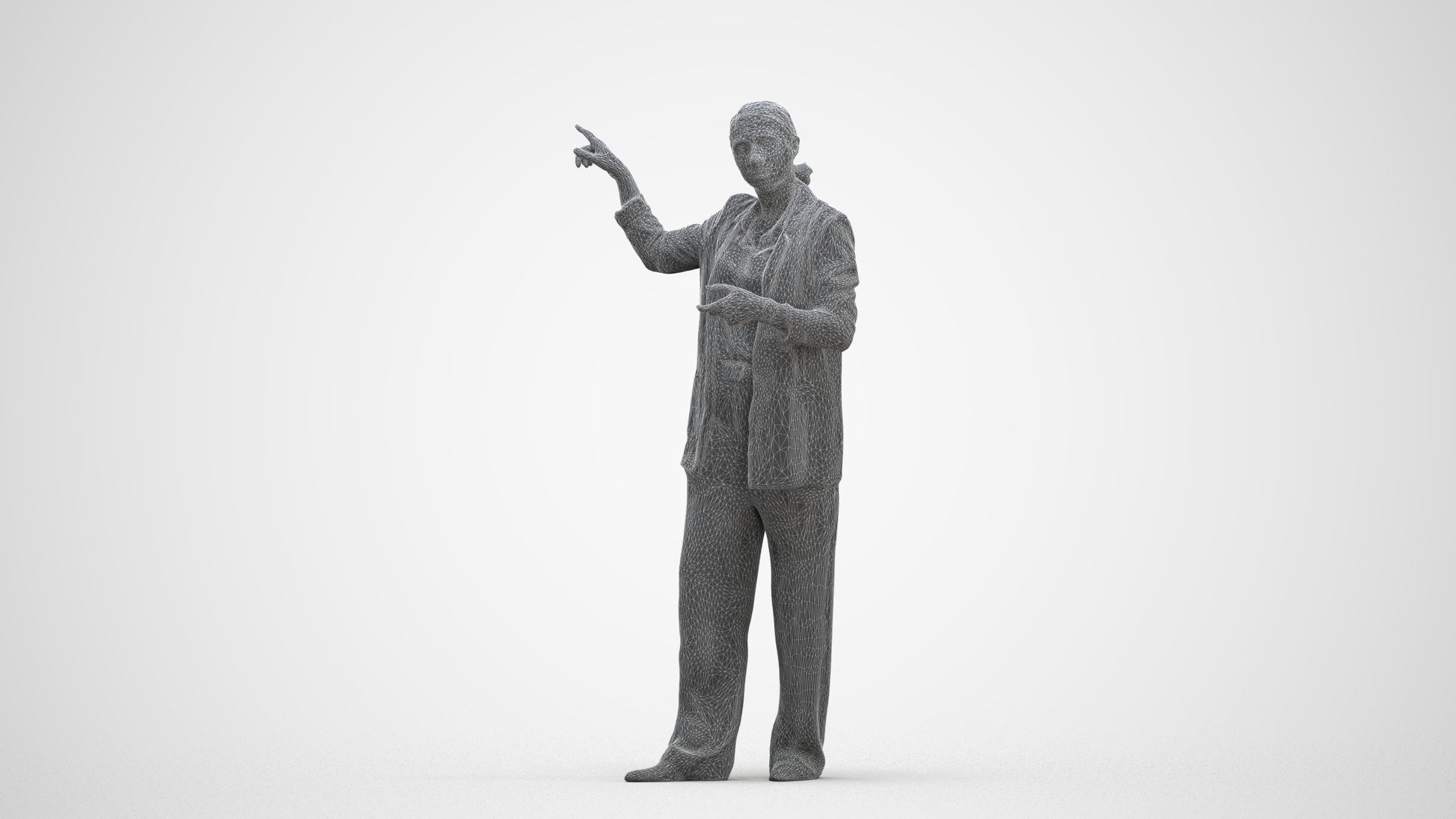 3D scanned woman business, photorealistic archviz people for Enscape and SketchUp, three-quarter front view render