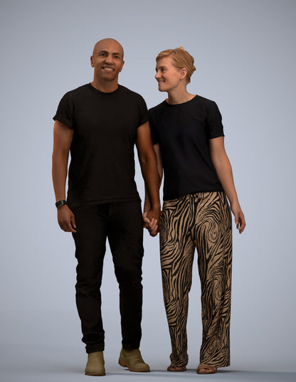 3D people model woman casual couple, scanned human for 3ds Max rendering
