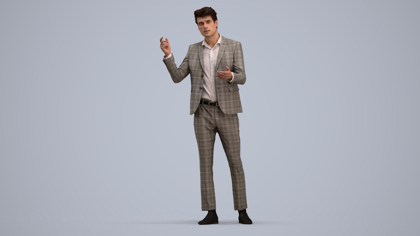 scanned 3D man business, photogrammetry people for Enscape and V-Ray, standing pose render