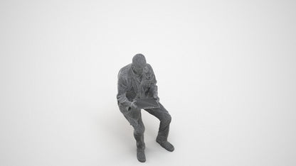 photogrammetry 3D senior man medical, realistic human model archviz FBX, wireframe three-quarter view